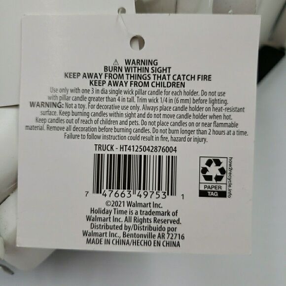 White Metal Christmas Truck Farmhouse Rustic Hurricane Candle Holder Table Decor - Picture 14 of 16